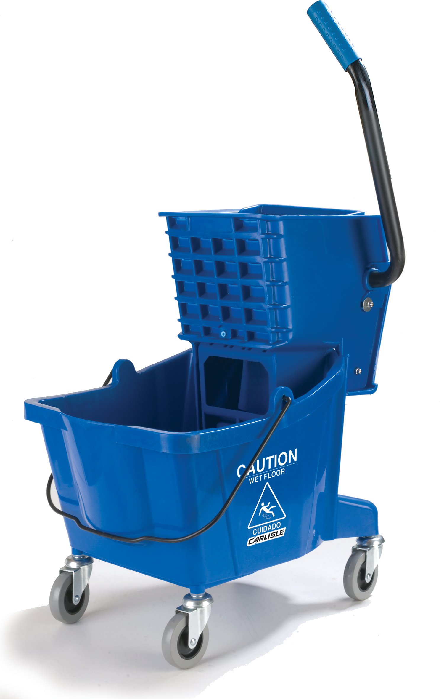 CFS - Secchio per mocio commerciale in plastica con strizzatore laterale, 26 litri, colore: blu