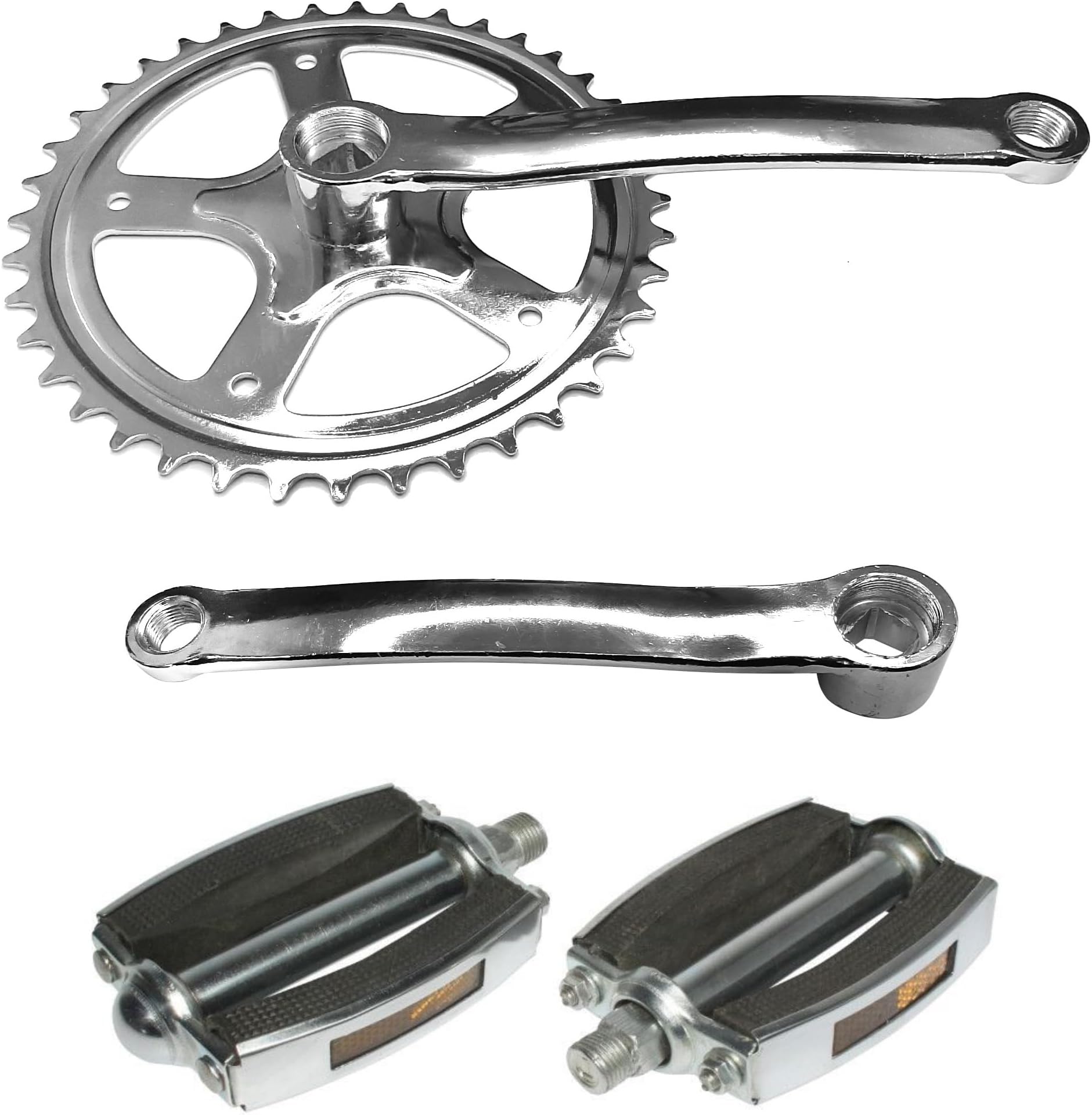 cyclingcolors Bicycle Crank Set 1-Speed 40 Teeth with Crank 165 mm + 2x Pedal M14 x 125 Moped Single Speed Road Bike Fixie Retro & Vintage