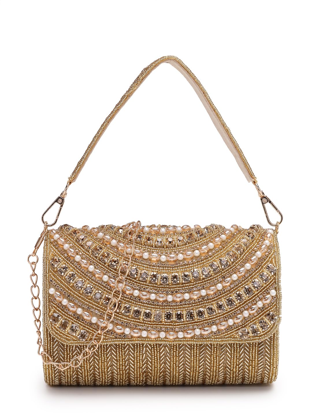 Blush & Bead Faux Silk Embellished Clutch For Ladies | Party & Wedding Handbag-image-14