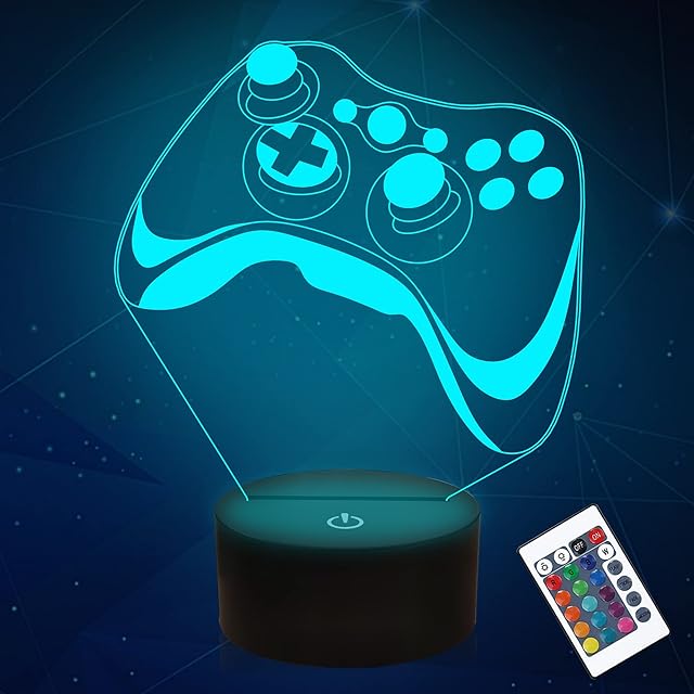 Attivolife Gamepad 3D Lamp, Hologram Illusion Controller Night Light for Kid, 16 Colors Changing & Remote Dimmer Control, Cool Boy Girl Video Gaming Room Accessories as Xmas Birthday Gift for Teen Men