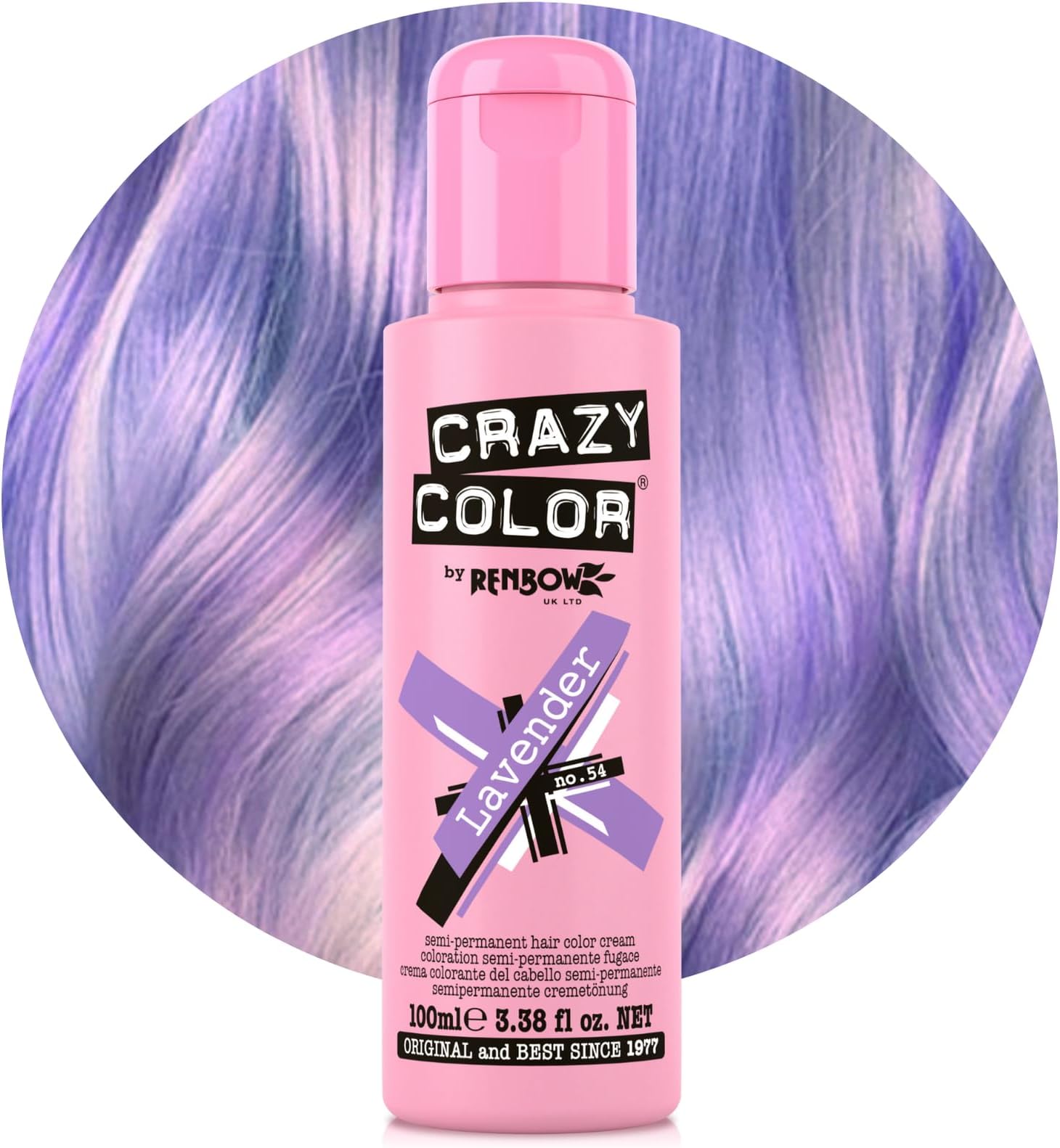 Renbow Crazy Color Semi Permanent Hair Color Cream Lavender No.54 100ml