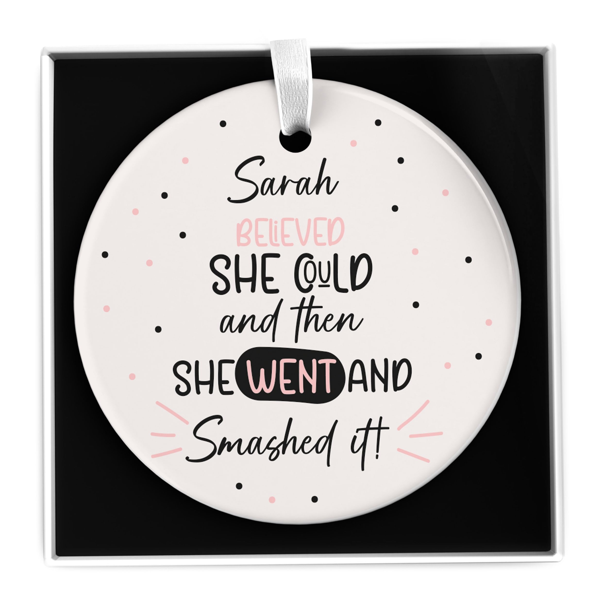 Beecreative Personalised She Believed She Could Gifts - Congratulations Gift For Her, Women - Graduation, New Job, Passed Exams - With Gift Box