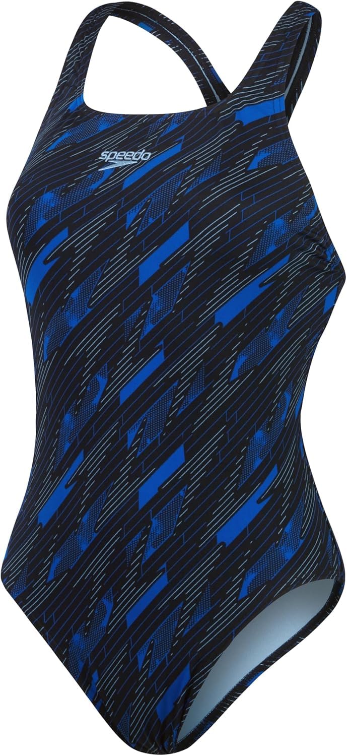 Speedo Women's Hyperboom Allover Medalist Swimsuit,Quick Drying, Fitness, Chlorine Resistant