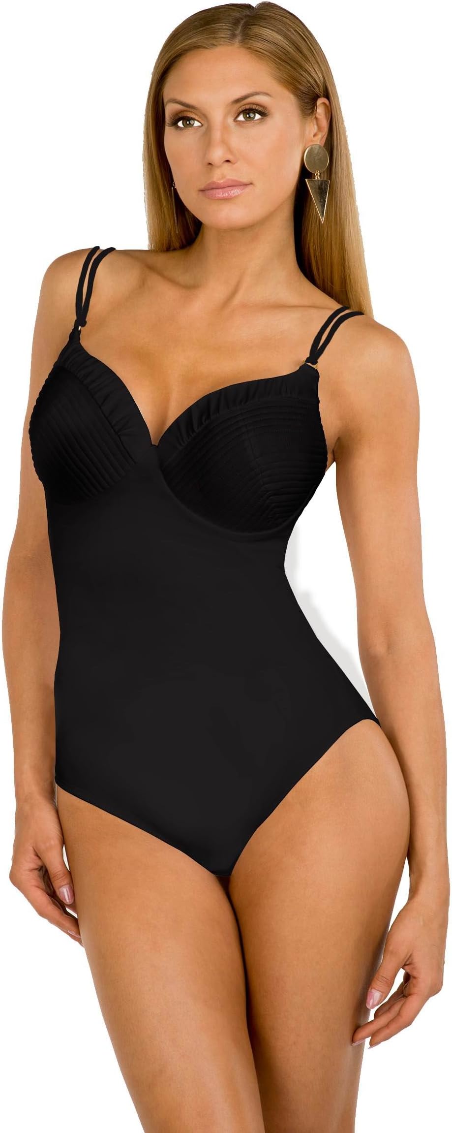 Swimwear Top-Stitched One Piece with Underwire