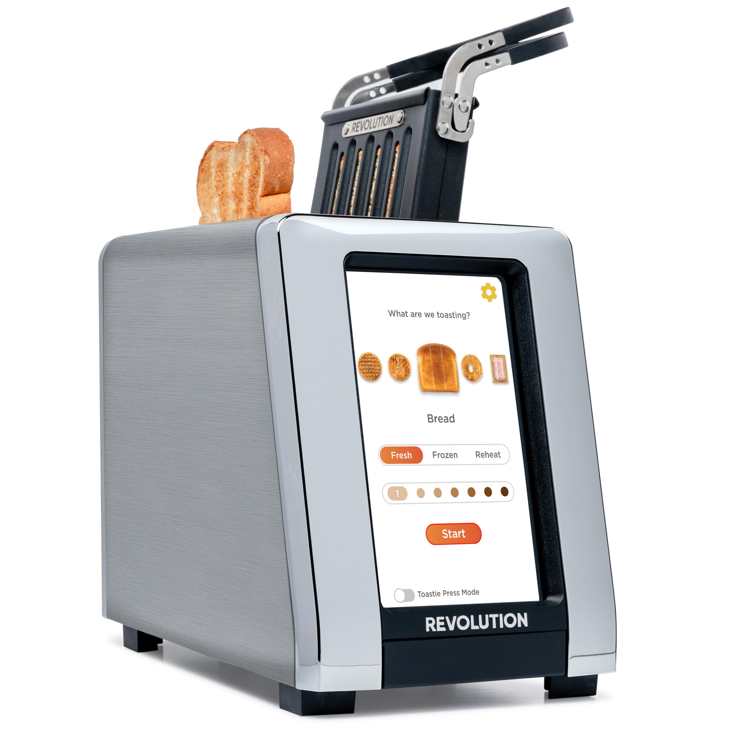 (Bundle) R180 Connect Touchscreen Smart Toaster + Toastie Press – Choose from 6 Bread Types, 7 Browning Levels, & Toastie Press Mode (Stainless Steel, 2-Slice)