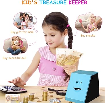 Face Bank, Face Money Eating Box Cute Facebank Piggy Bank for Coins Box Brick Automatic Money Coin Saving Bank for Children Toys Gifts Home Decoration (for up 3 Years Old)