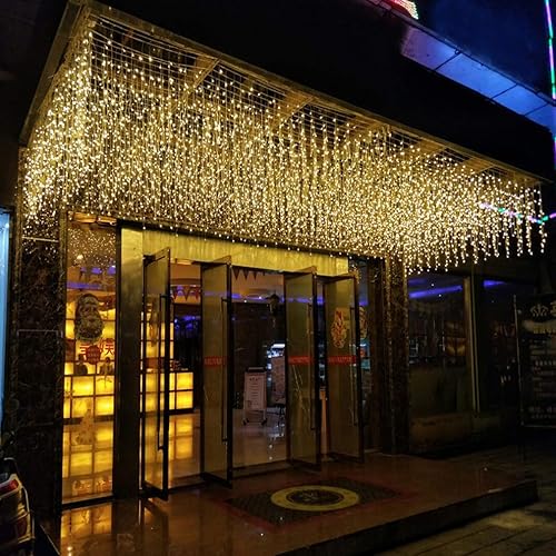 Miniatura 9 de GYDING - Luces LED decorativas en cascada para Navidad decoración de ventanas luces de hadas 8 modos de iluminación de enchufe ideal para bodas