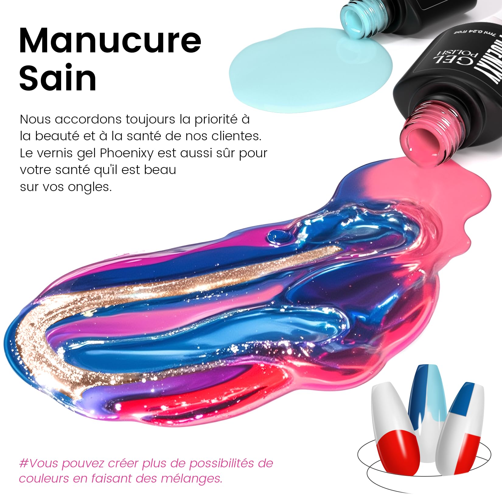 Phoenixy Kit Ongle Gel U V Complet, 60 Couleurs Kit Vernis Semi Permanent avec 48W Lampe à Ongles U V/LED Base et Top Coat Kit de Manucure Cadeaux pour Femmes