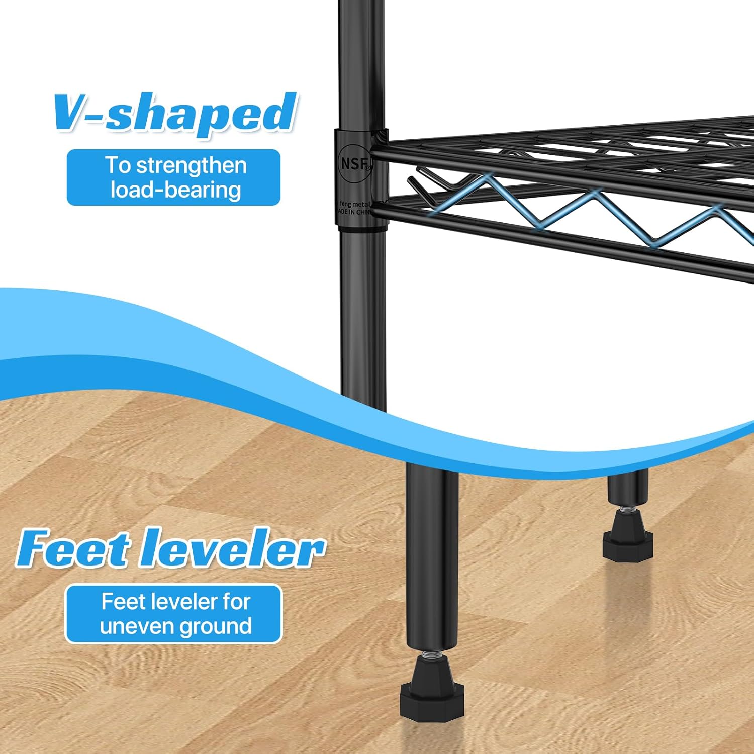 5-Tier Shelving Unit, Metal Storage Shelf for Garage/Closet, Heavy Duty Industrial Rack, Adjustable Leveling Feet, 750 lbs Capacity, 24" W x 14" D x 60" H, Black