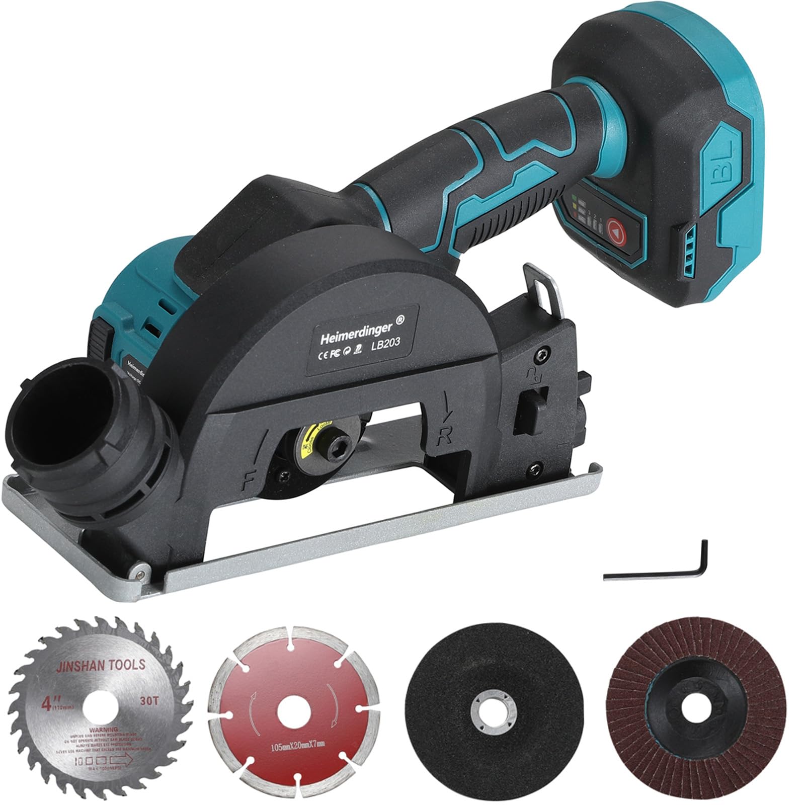 Schnurlose Kreissäge & Mini-Winkelschleifer Kompatibel mit Makita 18V Akku (nicht im Lieferumfang enthalten), 2-in-1 bürstenloser Motor, 3-Gang, 100 mm, umkehrbar für Holz, Metall, Fliesen, Kunststoff