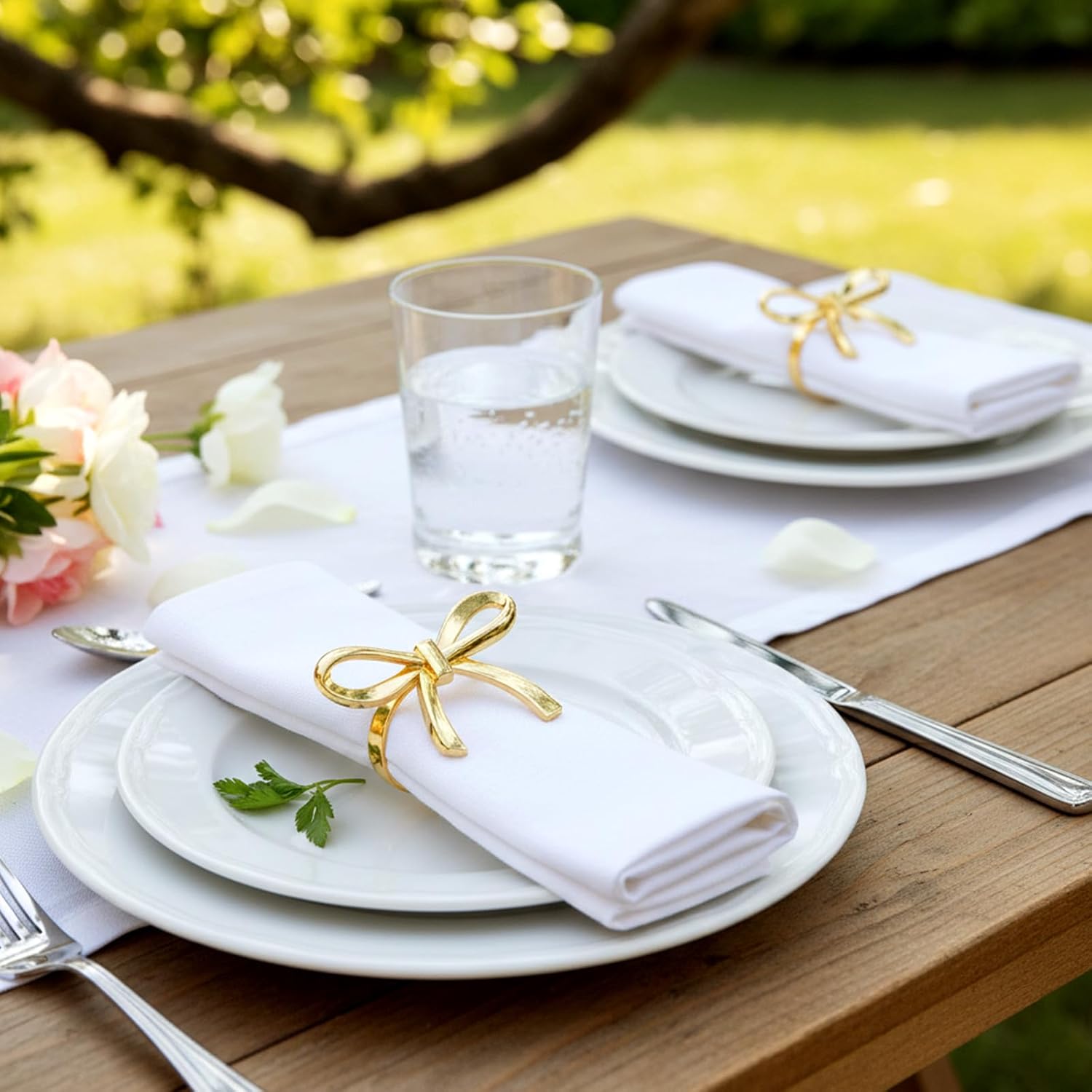 Gold Bow Napkin Rings Set of 24, Metal Butterfly Napkin Rings Bulk for Dining Christmas Bow Tie Napkins Ring Anniversary Wedding Birthday Party New Year Valentine's Day Banquet Table Decor