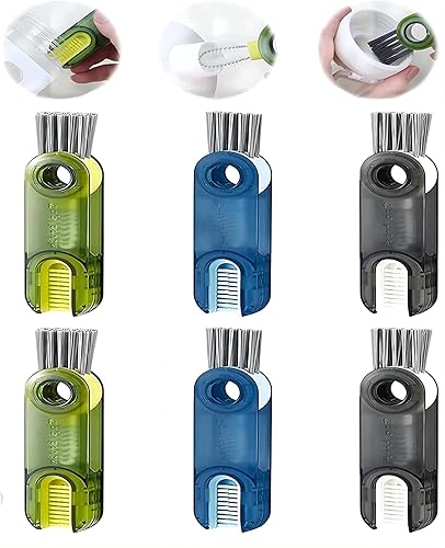 Juego de 6 cepillos de limpieza multifuncionales 3 en 1 juego de cepillos de limpieza de tapa 3 en 1 taza herramientas de limpieza multifuncionales