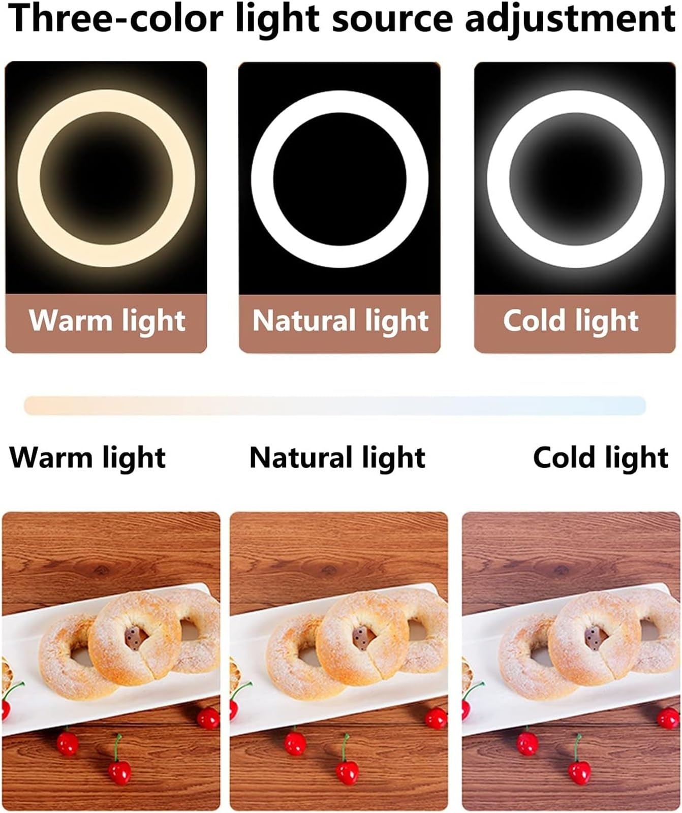 Anello Luminoso Per Selfie Per Telefono Lampada Da Terra Dimmerabile A 3 Colori Per Trucco, Selfie, Fotografia, Live Streaming