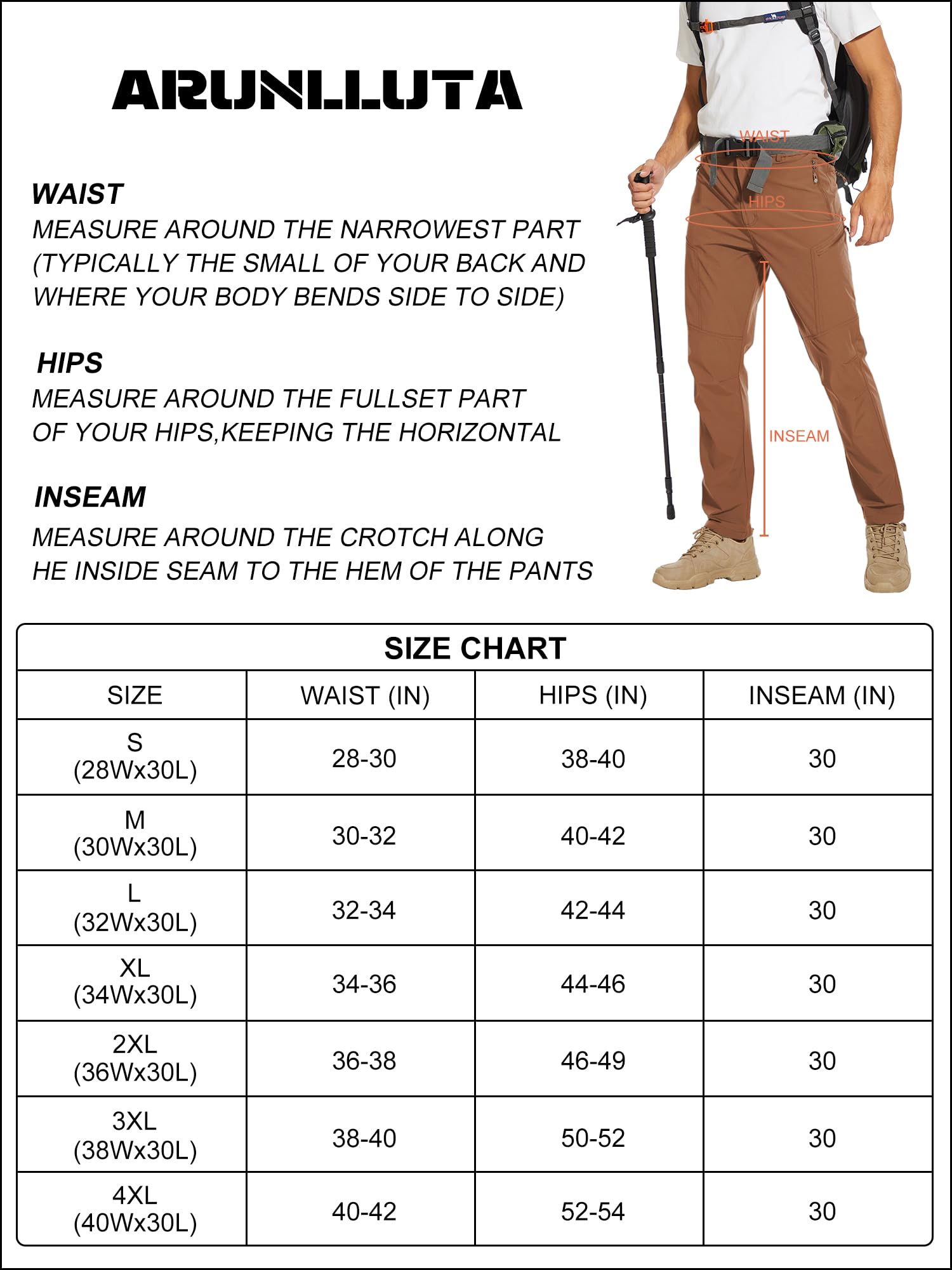 Arunlluta Pantalon de randonnée pour homme, pantalon de voyage et de randonnée résistant à l'eau, extensible, à séchage rapide, léger