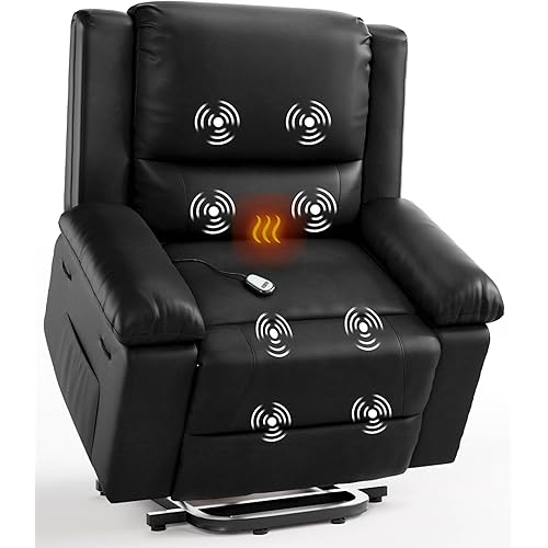 GarveeHome Power Lift Recliner Chair - Heat and Massage, Electric Lift Recliner for Elderly & Mobility Impaired, Adjustable Back and Legs, Heavy Duty Lift Chair for Seniors