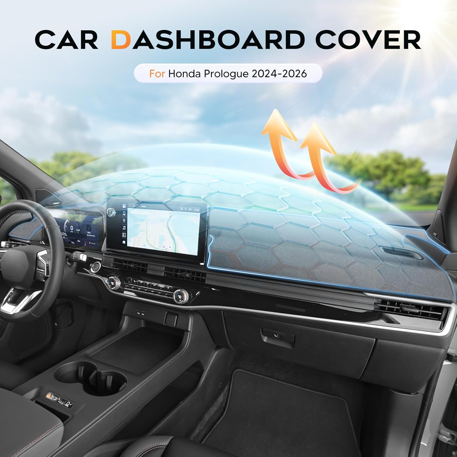 Cartist Gray Dash Cover for 2024-2026 Honda Prologue Dashboard Cover Accessories Premium Anti-Glare Sun Shade Prologue Dash Mat Non-Slip&Airbag Safe Interior Protector