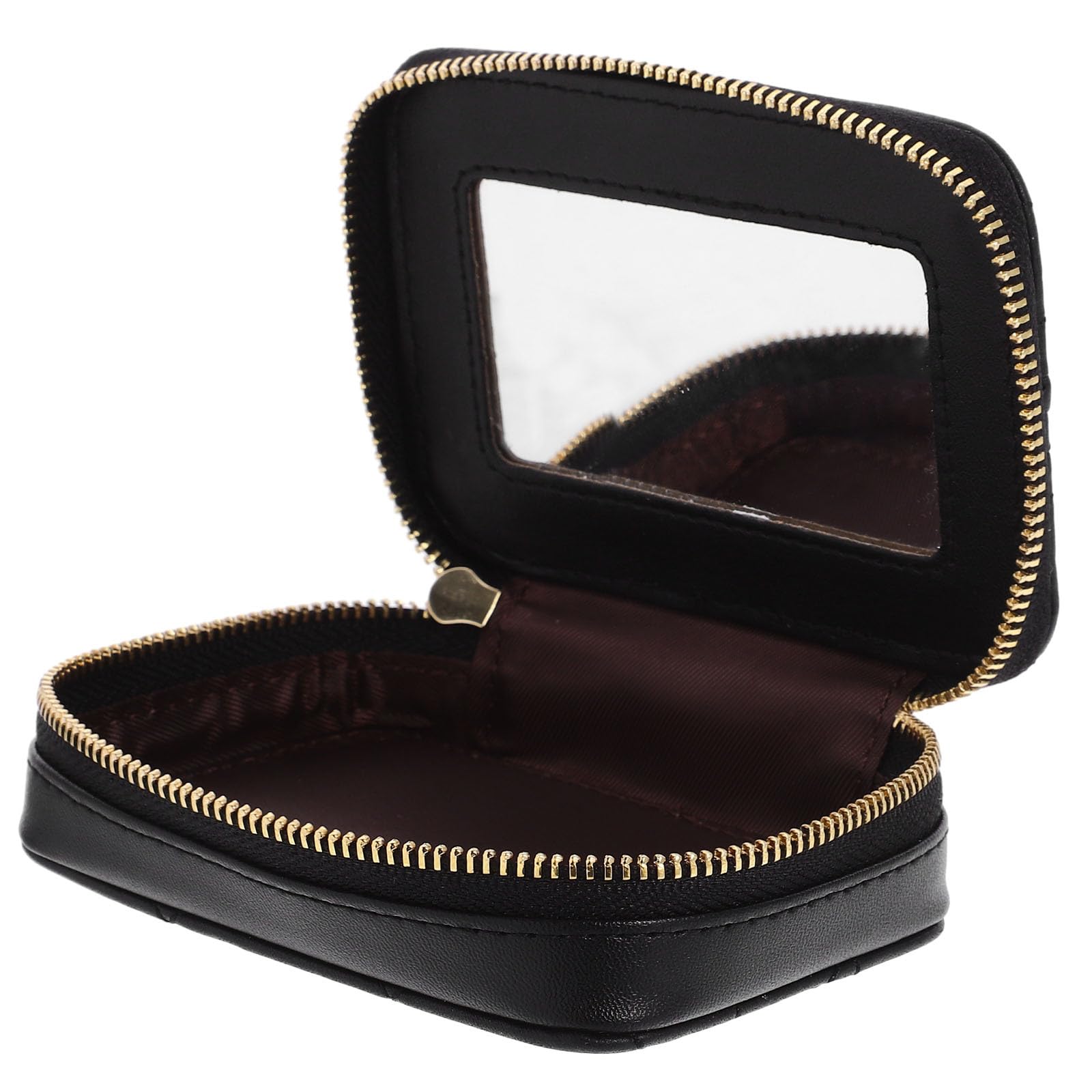 Ipetboom Small Makeup Bag with Mirror, Mini Cosmetic Pouch with Zipper Lipstick Holder Case Toiletry Cosmetic Pouch for School, Travel, Car Outside (