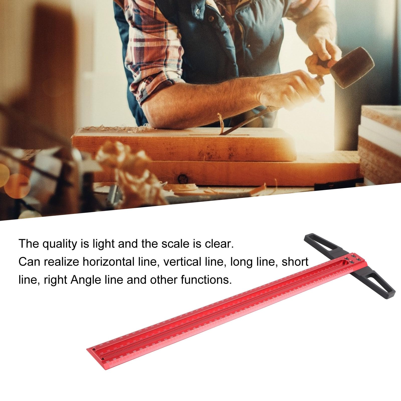 Righello a T da 50 Cm, 60 Cm, 76 Cm, Righello di Precisione Righello Quadrato a Forma di T Scribe Ad Angolo Retto Calibro Per Marcatura in Alluminio Per La Lavorazione del Legno del Vetro(500mm（T500）)