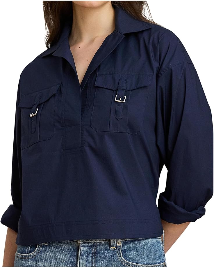 Lauren Ralph Lauren Buckle-Trim Cotton-Blend Shirt - #3 of 4