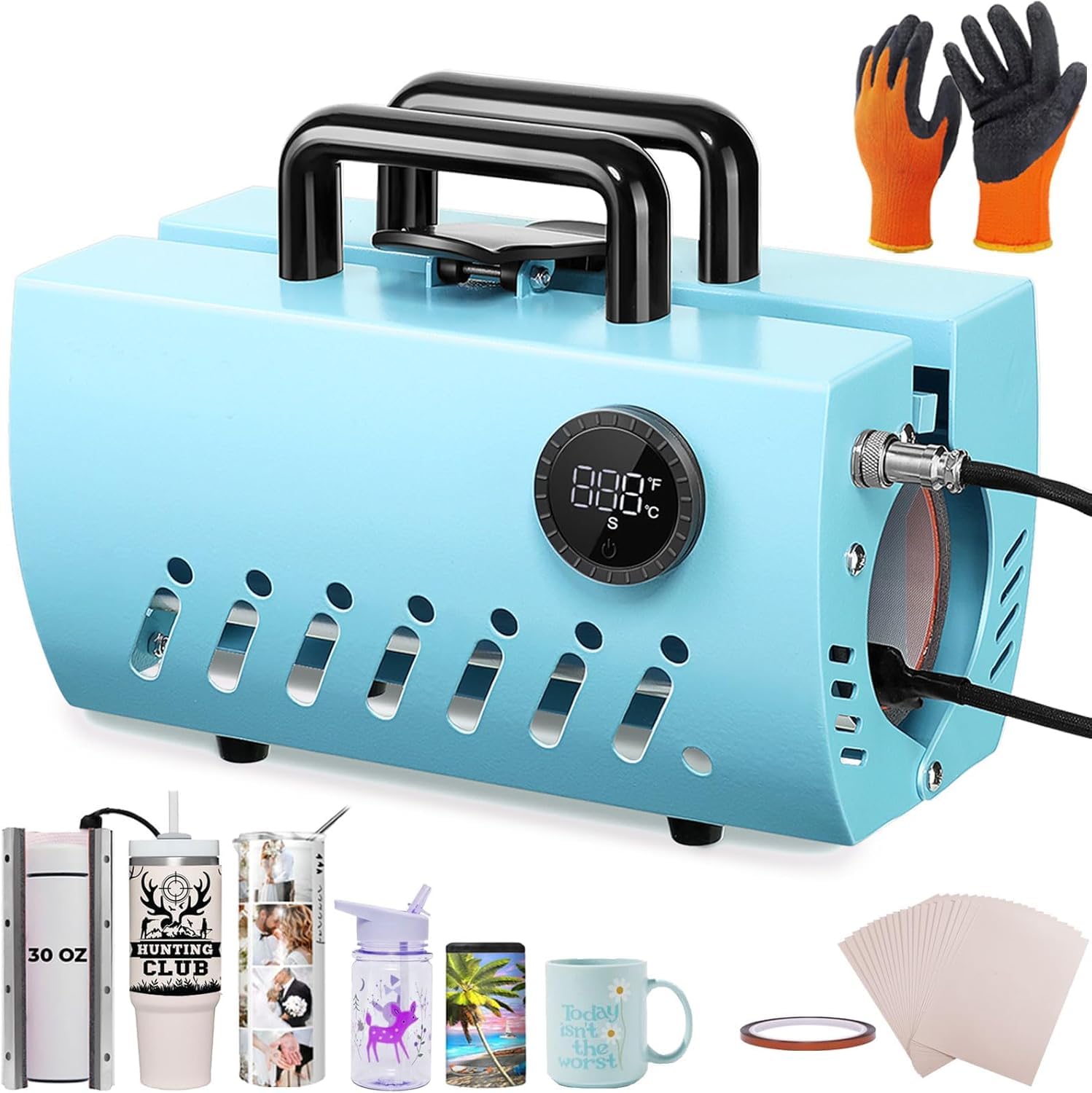 Presse-tasse AKEYDIY AKE-5574 bleu : transfert thermique homogène 265-885 ml