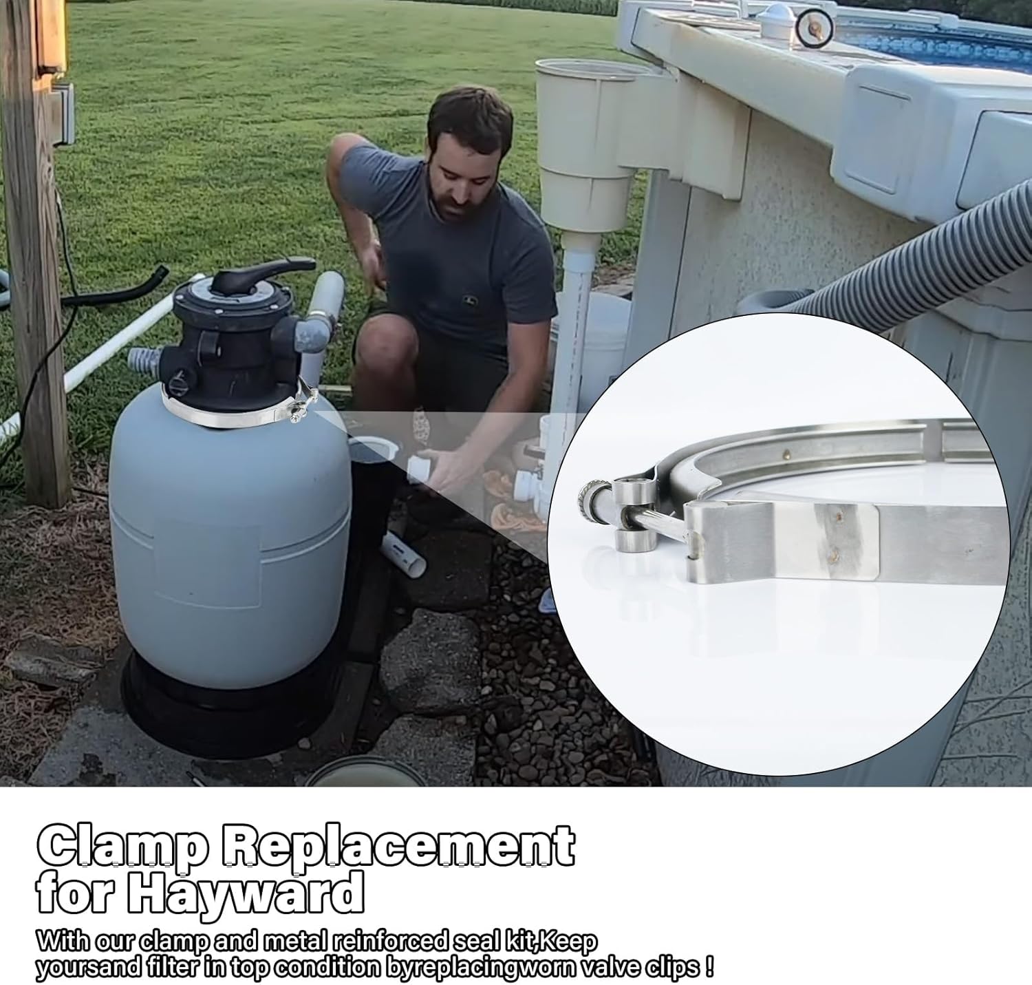 CVILL SX310N Sand Filter Heavy Duty Clamp for Hayward Pool Filters, Pro and Pro Plus Series Sand Filters S310, S310S, S244S, S210S, S311SX,S311SXV, S360SX