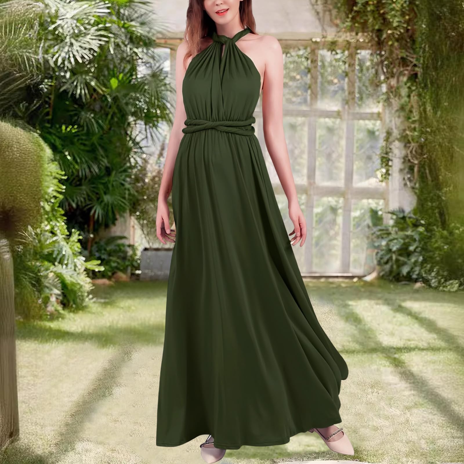 Abendkleid Lang Damen Multi-tragen Ärmelloses Langes Kleid Sexy Rückenfreies Bandage Wickelkleid Schulterfrei Bodenlang Cocktailkleid Sommerkleid Festlich Brautjungfernkleider Party Ballkleid