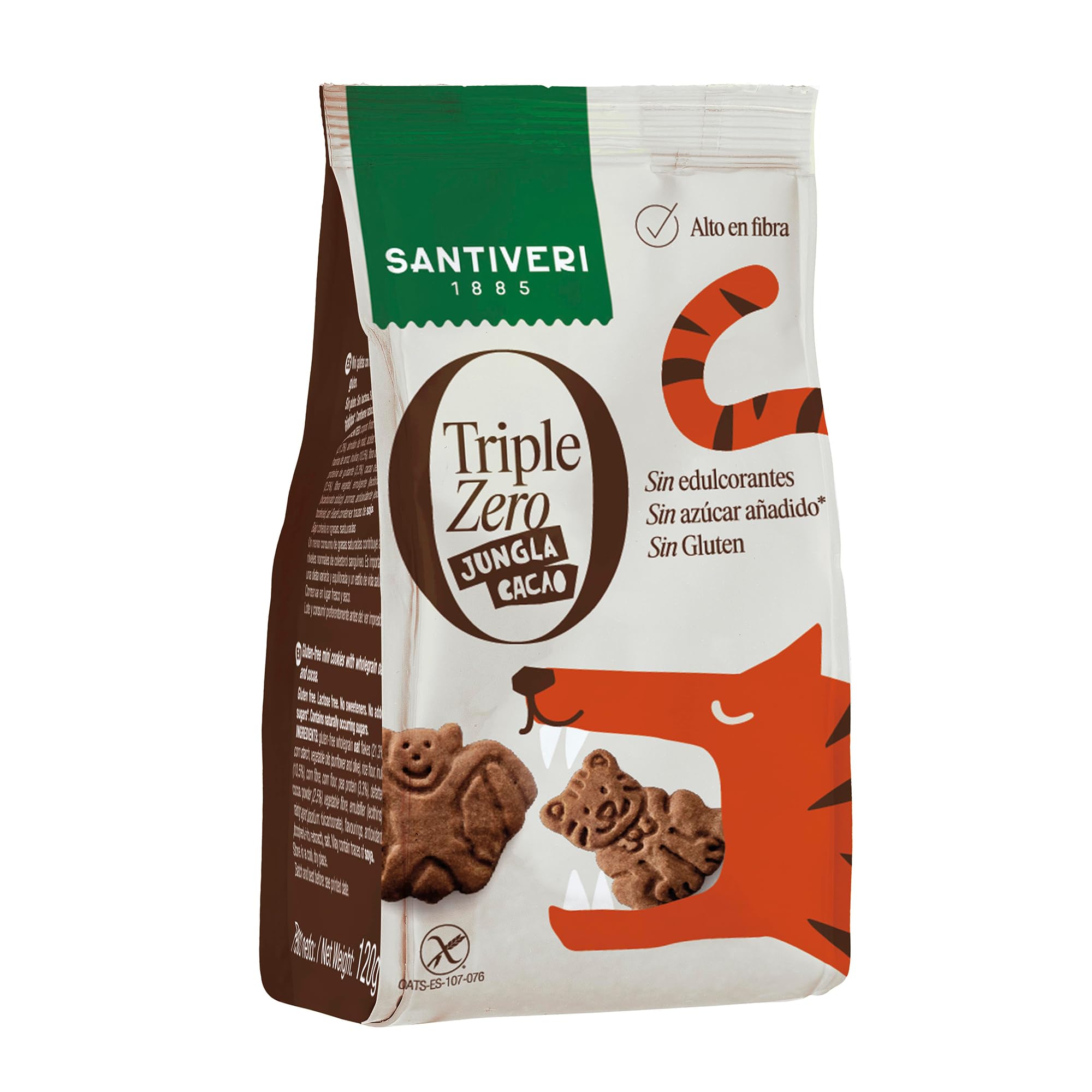 SANTIVERI - Galletas Nibs Cacao Triple Zero, Galletas Crujientes con Avena Integral y Cacao, Altas en Fibra, Sin Edulcorantes, Sin Azúcar Añadido Ni Gluten, Vegano - 210 g — view 11
