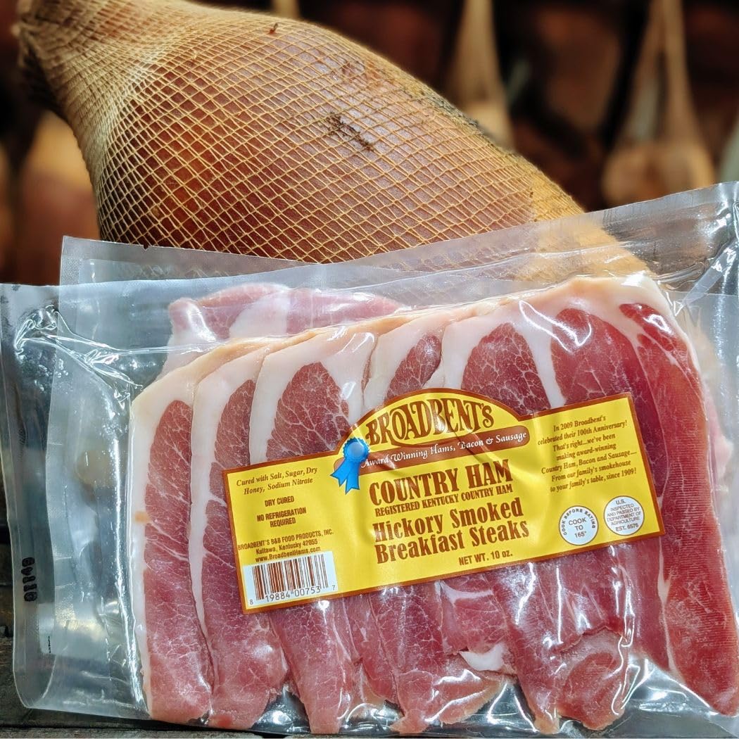 Broadbent's Hickory Smoked Country Ham Breakfast Steaks Bundle, 10oz Each (4 Items)
