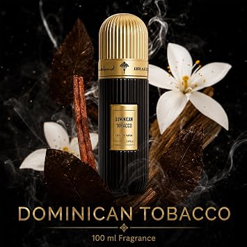 Luxury 100ml Extrait de Parfum, Warm Tobacco Inspired Fragrance with Woody Aromatic Notes, Elegant Gold Detail Bottle for Everyday Wear, Evenings and Special Events (Dominican)