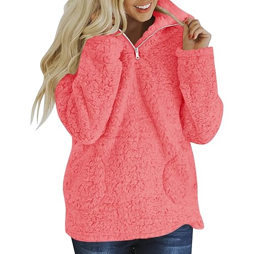 ZESICA Women's Autumn Winter Long Sleeve Zipper Sherpa Fleece Sweatshirt Pullover Jacket Coat