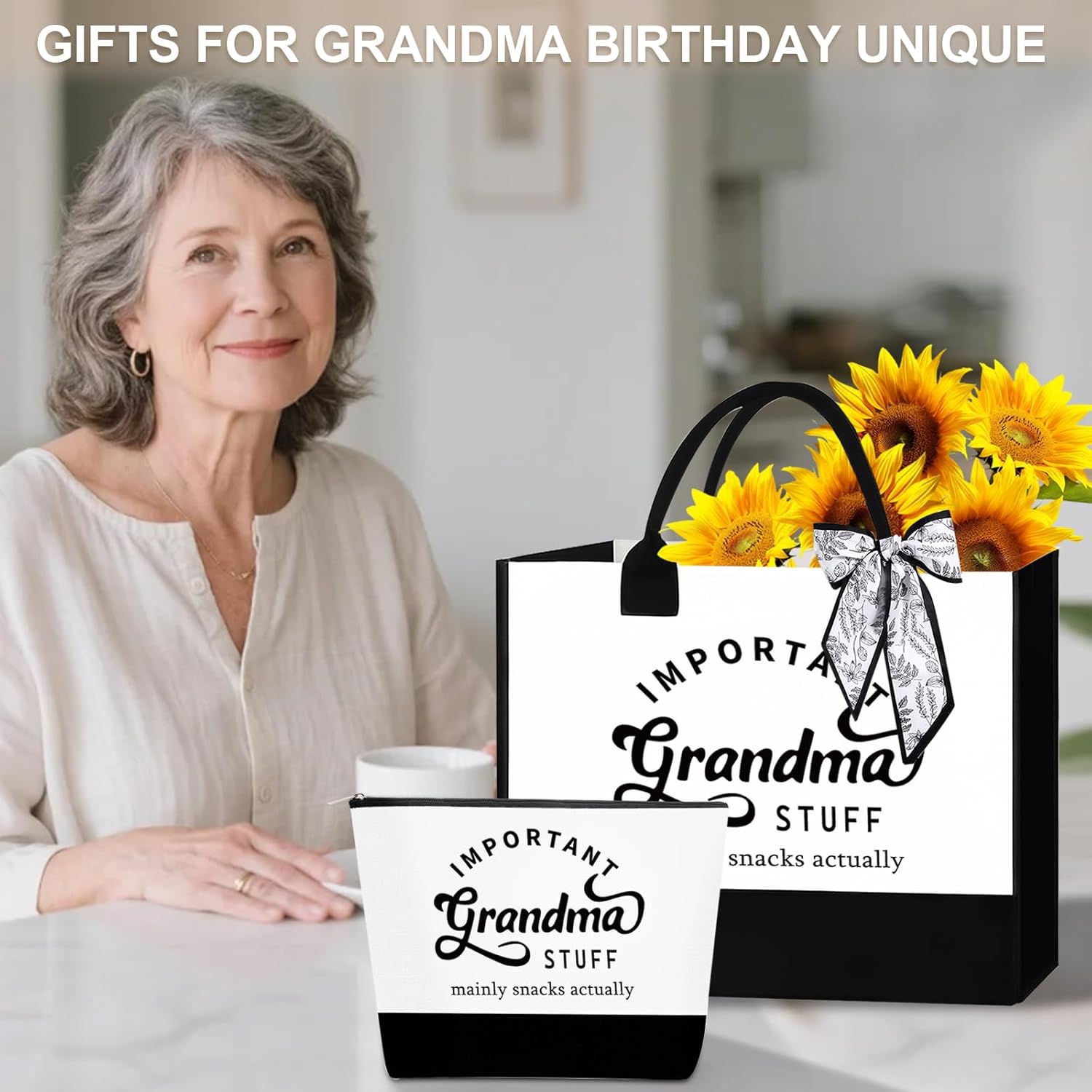 Grandma Gifts for Grandma Birthday Gifts, Unique New Grandmother Gift from Grandkids, Gigi Gift for Grandmas, Best Grandmas Presents Tote Bag Makeup Bag for Christmas Mothers Day - Image 7