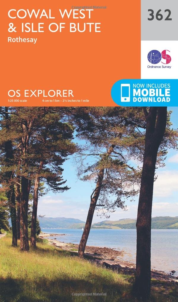 Ordnance Survey Unisex Orange Explorer 362 Cowal West & Isle Of Bute Map With Digital Version,