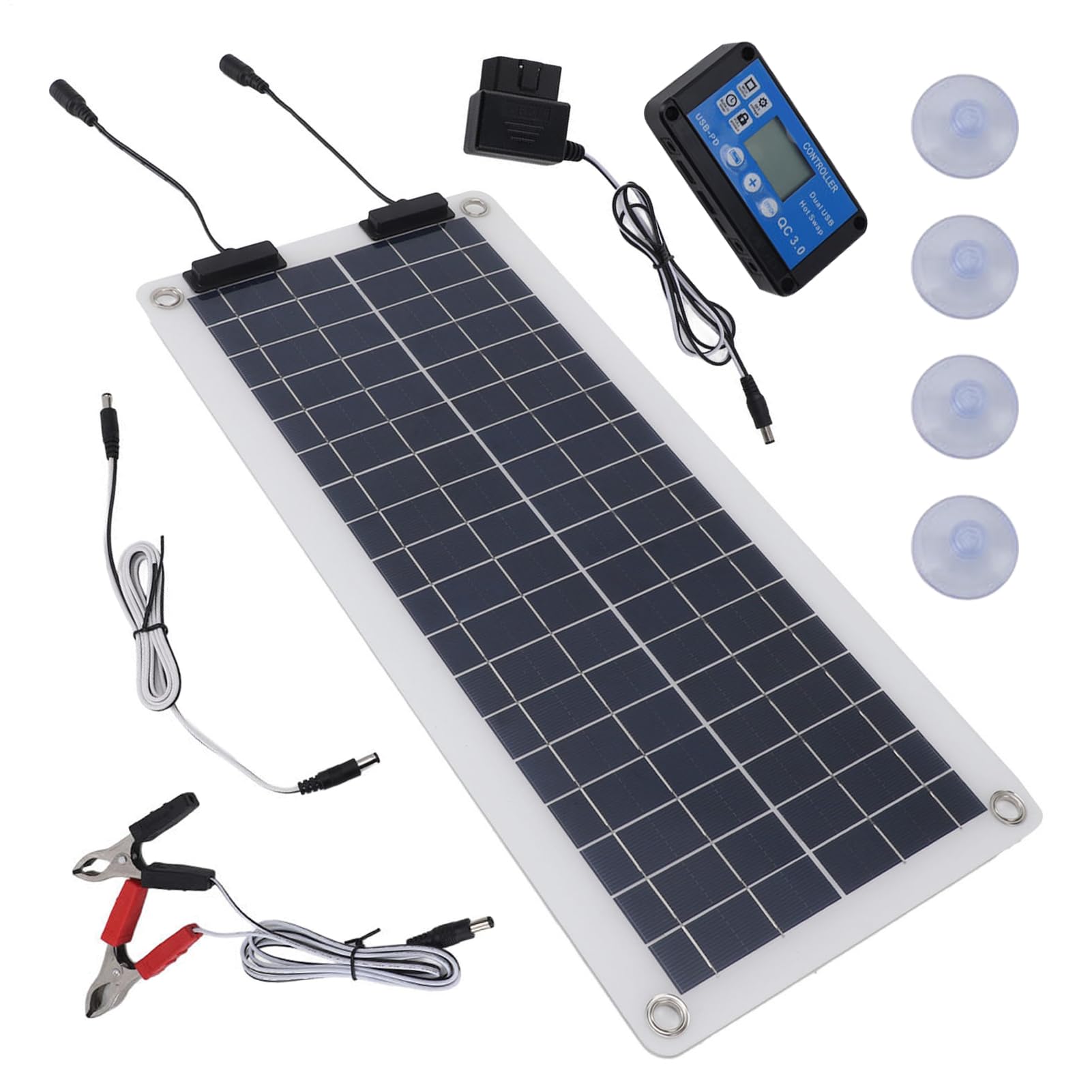 Caricabatteria per auto solare: pannello di ricarica antigoccia | impermeabile da 100 W con doppia uscita | Mantenitore della batteria solare per veicoli da 12 V/24 V, ideale per auto, veicol