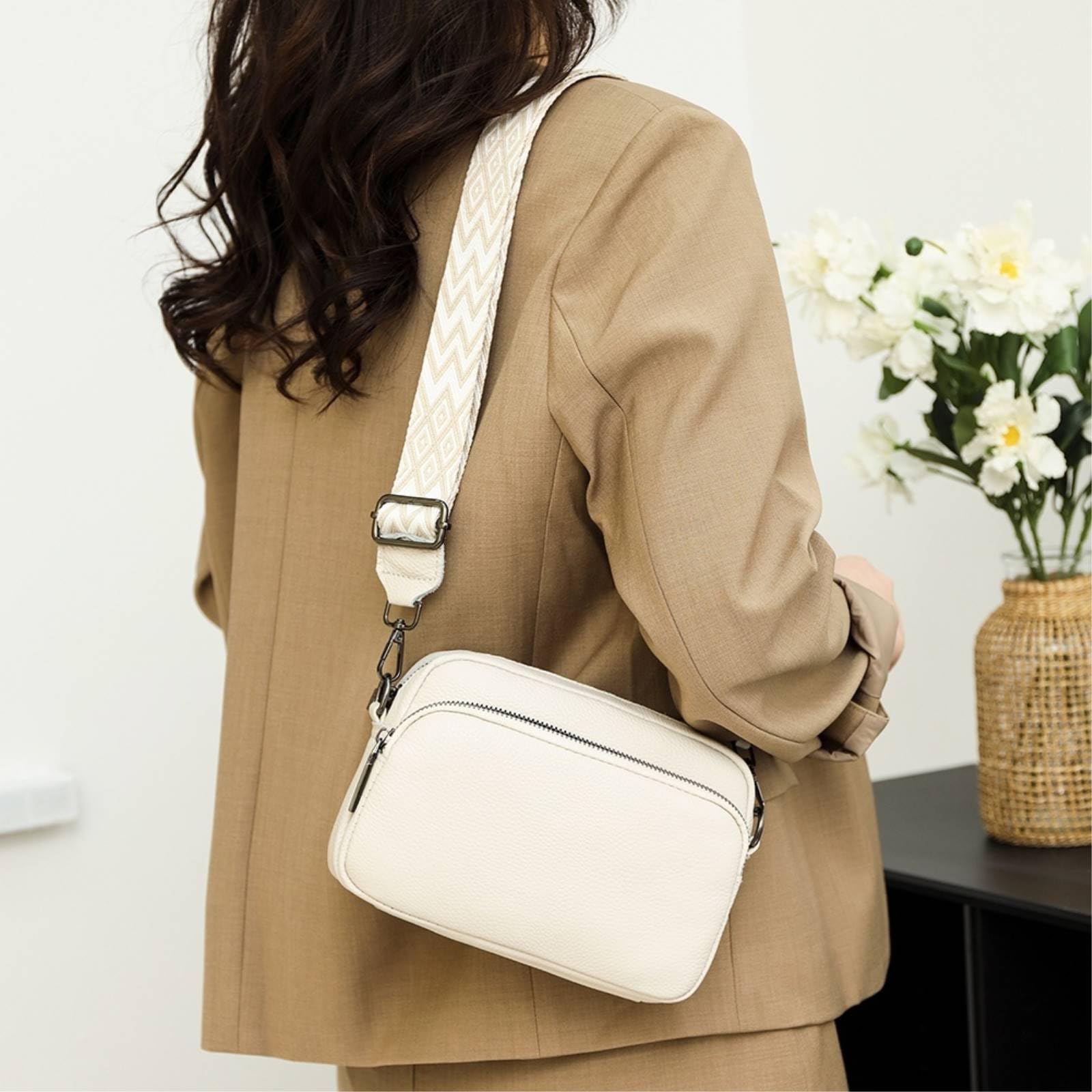 Borsa A Tracolla Crossbody Quadrata Colore Solido con Cinturina Larga