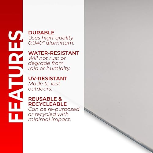 Miniatura 7 de Letrero de metal blanco en blanco, aluminio 040 de 12 x 18 pulgadas, esquinas redondeadas de 3/4 pulgadas con agujeros preperforados, paquete de 12