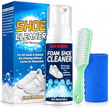 Shoe Cleaner Foam, Sneaker Cleaner with Brush & Towel, Deep Cleaning Foam Shoe Cleaner for White Shoes, Leather, Canvas & Mesh Sneakers, No-Rinse Shoe Cleaning Kit for Everyday Footwear, 6.76 fl oz