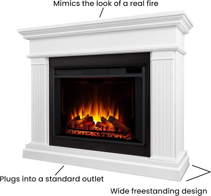 Estufa eléctrica con mueble blanco de 56" para sala o dormitorio miniatura 4
