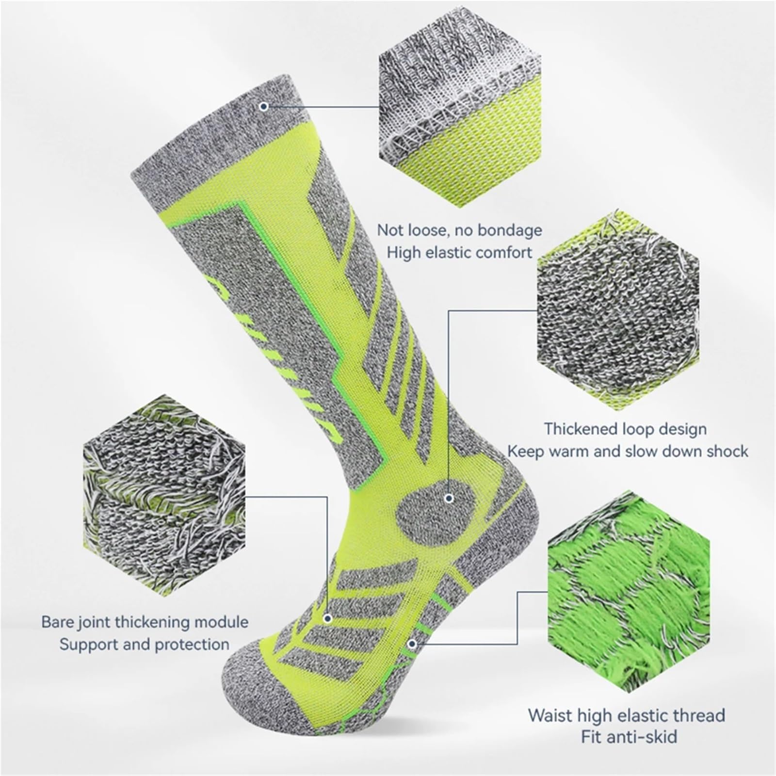 Fashion Thermal Ski Socks for Men – Thick Cotton Sports Compression Socks for Skiing, Snowboarding, Cycling, & Soccer