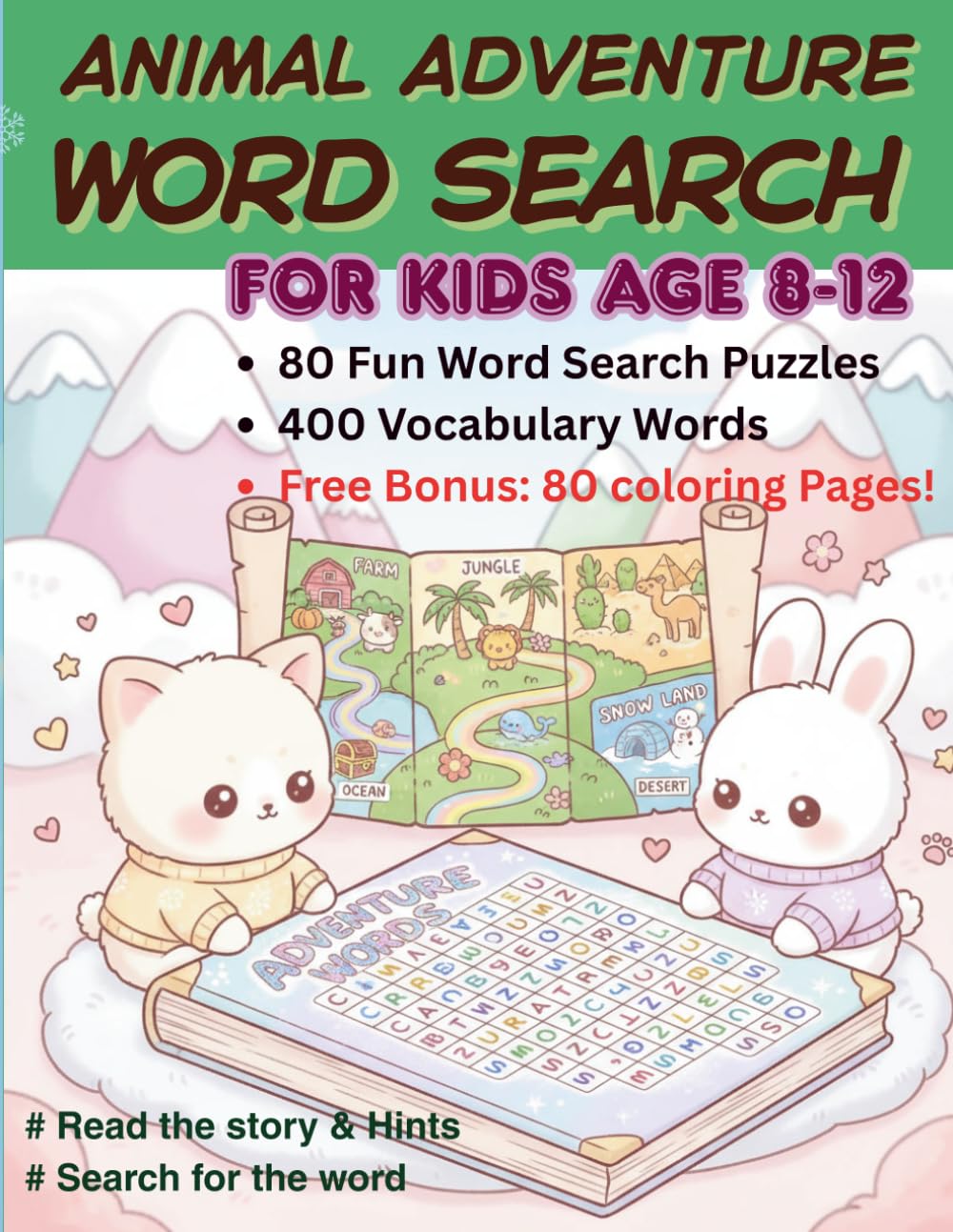 Animal Adventure Word Search: For Kids Age 8-12