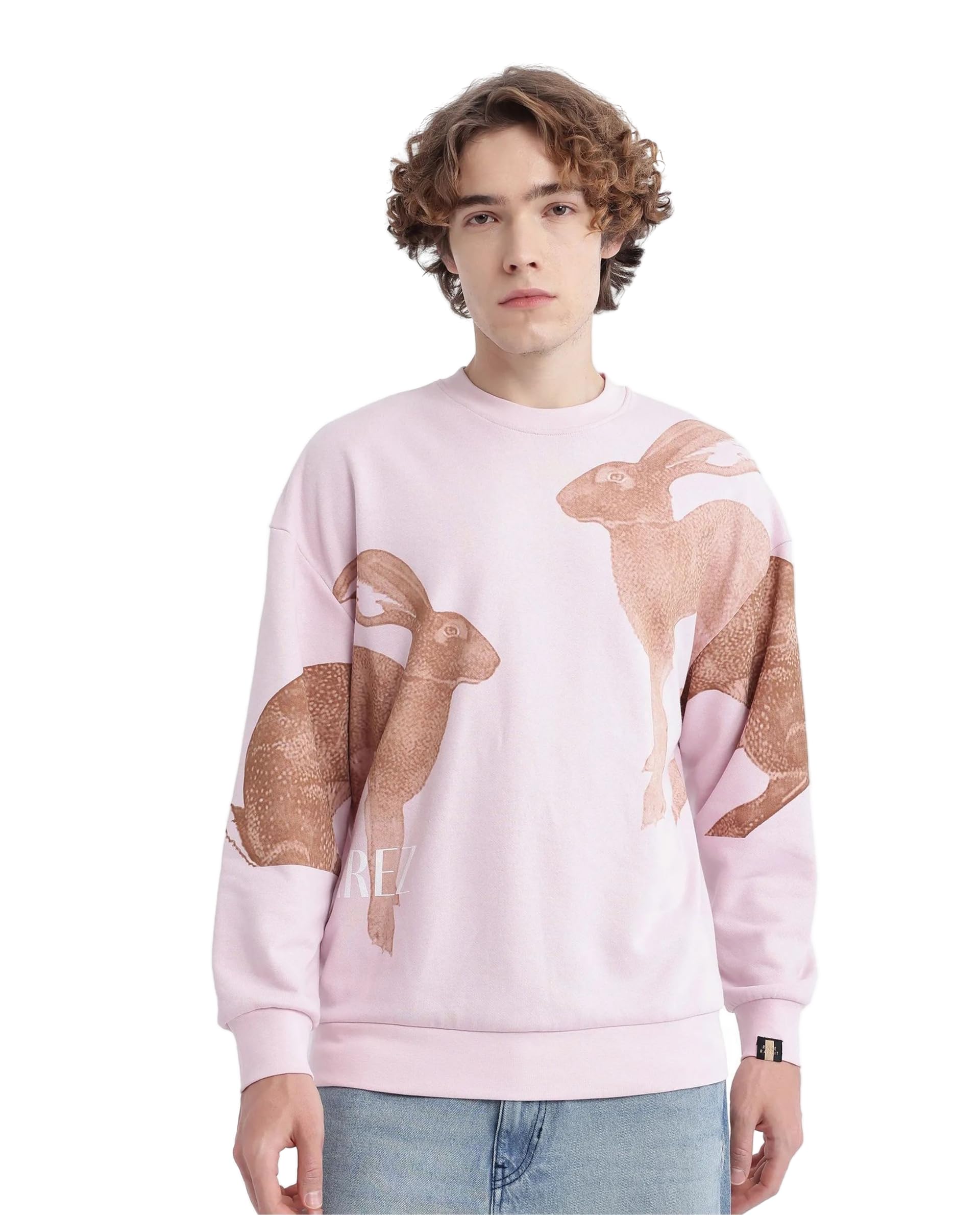 rare rabbit Men's Nellei Boxy Animal Print Cotton Blend Crew Neck Sweatshirt-picture-38