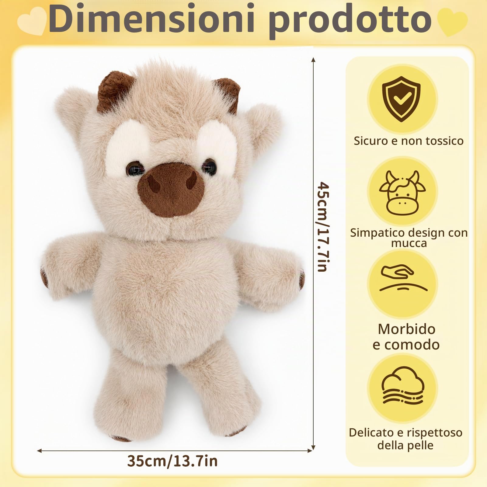 Peluche Mucca Che Corre,45 cm Adorabile Animale Peluche Muccas Pelosa,Pupazzo Che Corre,Running Highland Cow Peluches Mucche per Alleviare Lo Stress,Peluche Animali,Peluche Bambole