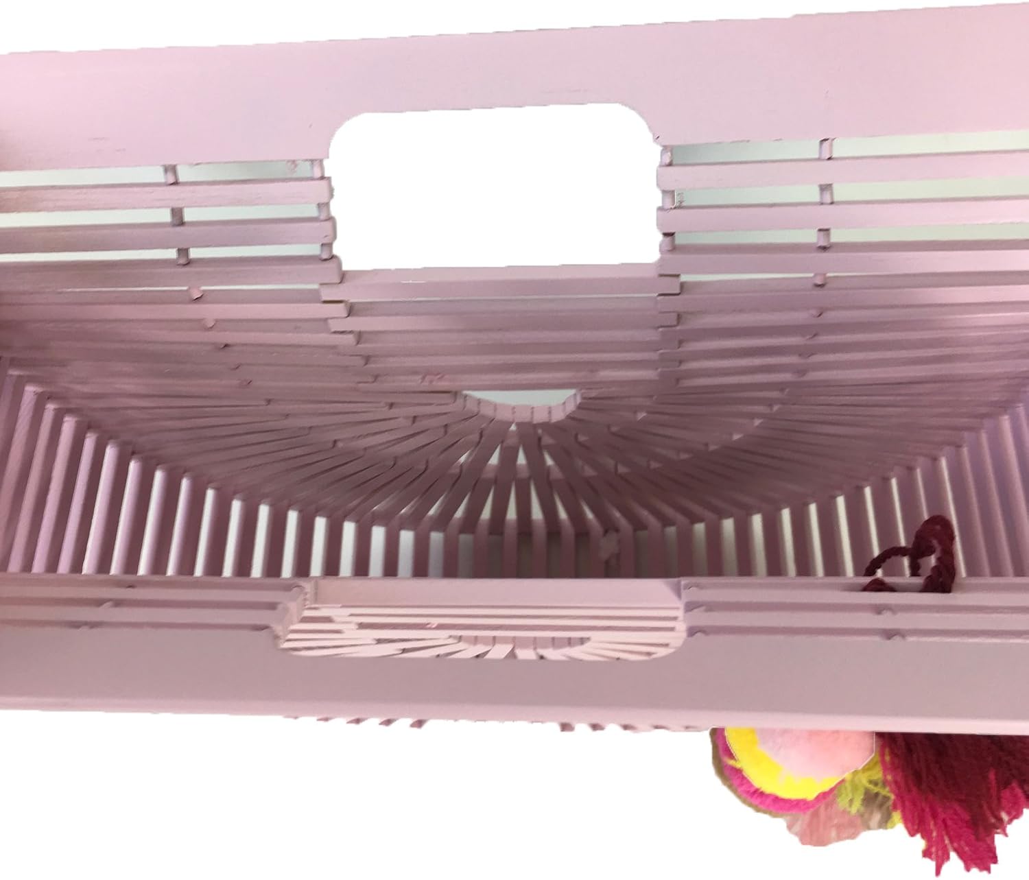 Blue Island Arc Bamboo Clutch w Pom Pom Tassels, Blush Pink