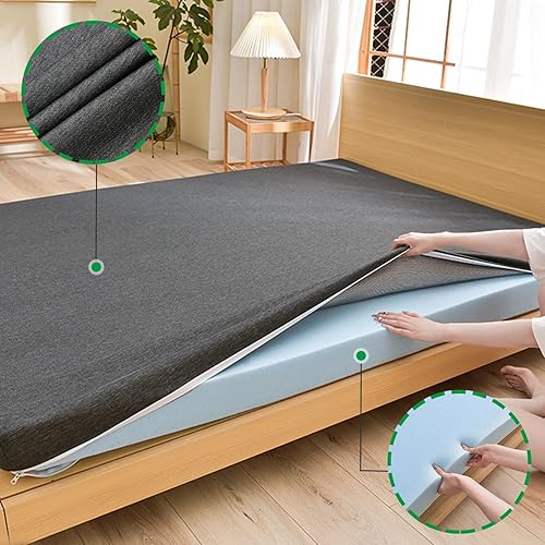 Miniatura 7 de Cubrecolchón de espuma viscoelástica de gel, protector de colchón refrescante, cubrecolchón de cama con infusión de gel con funda extraíble lavable,