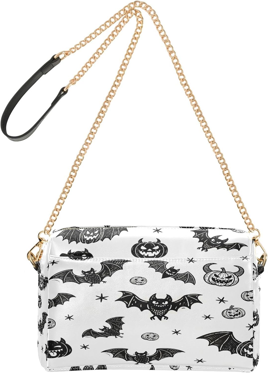 Small Crossbody Bag Women Vegan Leather Cartoon Evil Black Halloween Bat monsters Purse For Teens Waterproof Shoulder Hand Bag For Woman