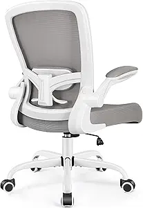 FelixKing Office Chair, Ergonomic Desk Chair Breathable Mesh Chairs Adjustable High Back Lumbar Support Flip-up Armrests, Executive Rolling Swivel Comfy Computer Chairs Home Office Gray