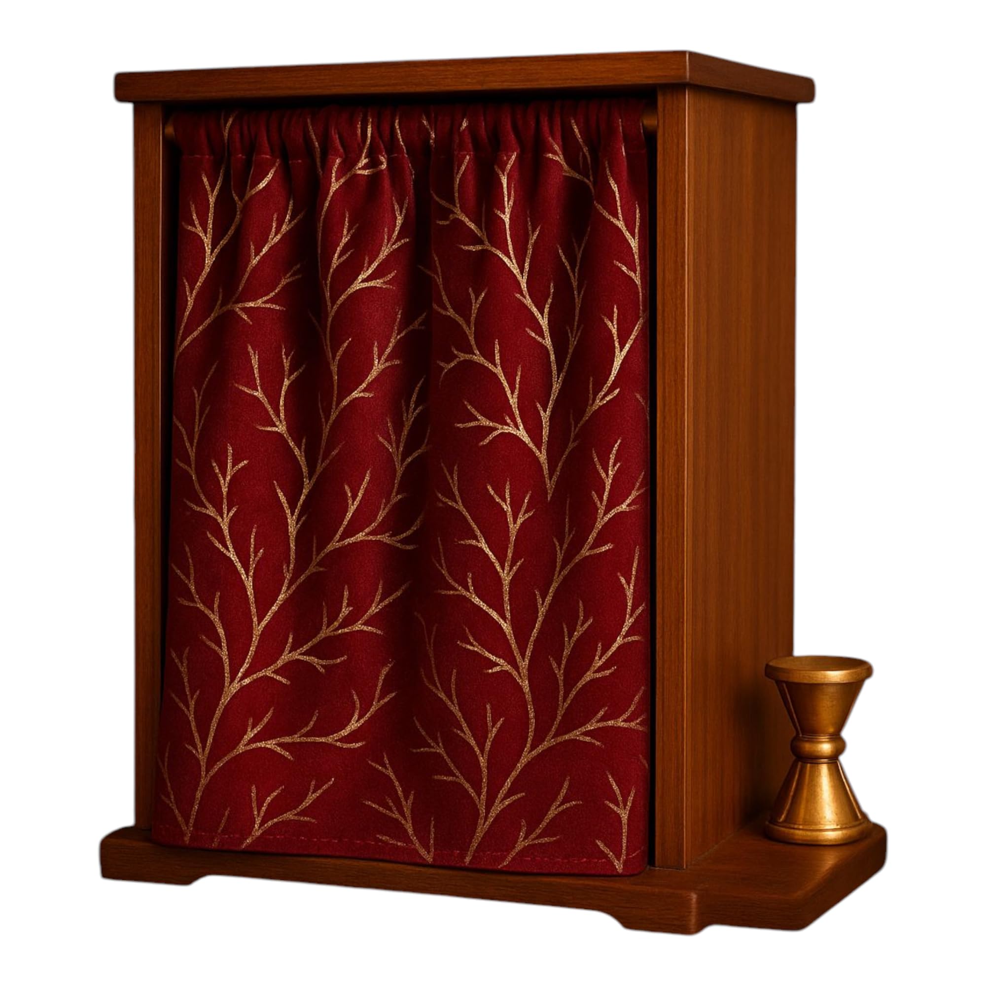 Blackout Velvet Mandir Curtain for Small Temple | Maroon Pooja Room Parda with Golden Embroidery | 2x3 Feet Puja Ghar Decor | Religious Home Temple Decor | Cloth for Hindu Worship, Ripple Fold-image-49