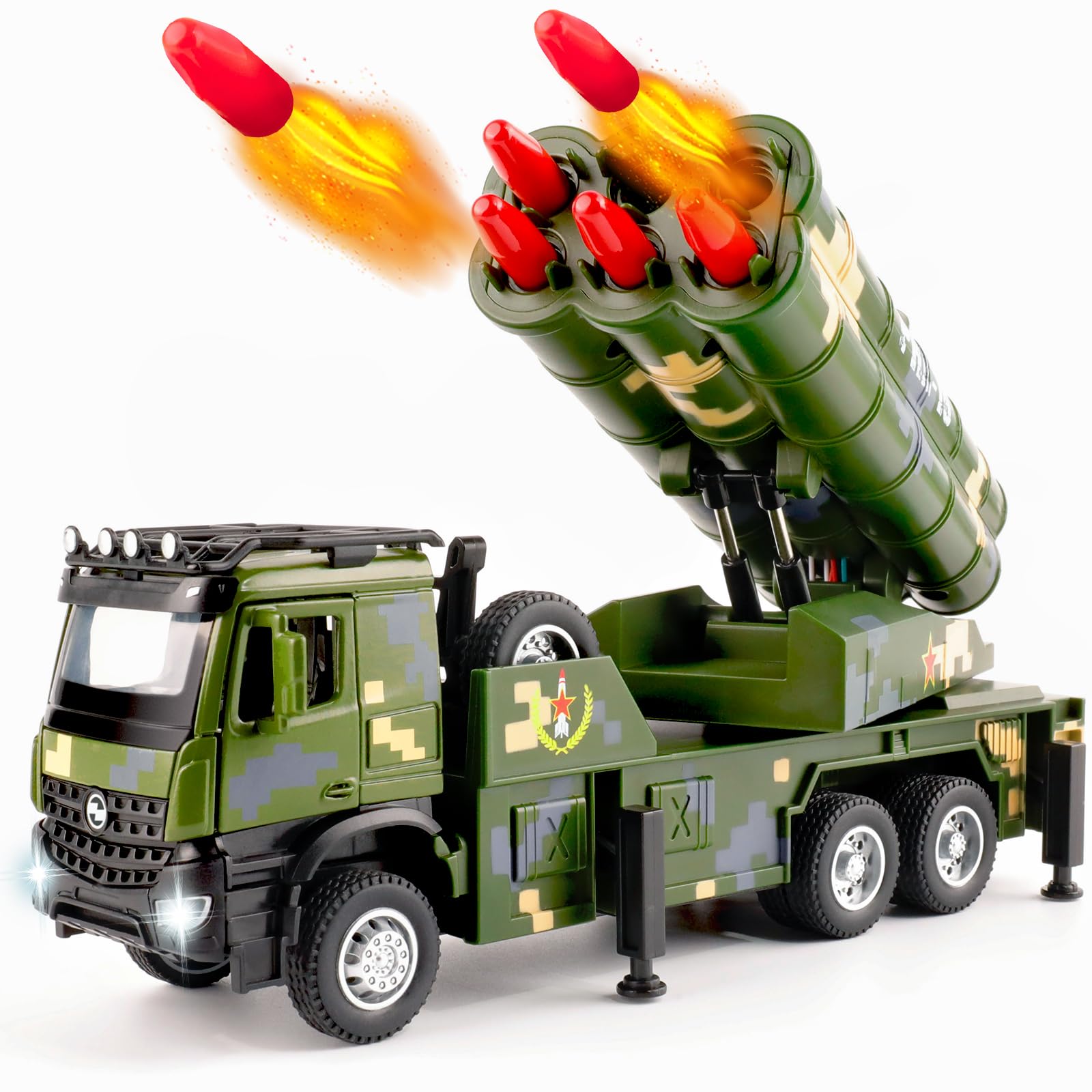 Sponsored Ad - Army Toys - Military Truck with 6 Missiles, Rotatable Turret, Light & Sound for Boys 6-8