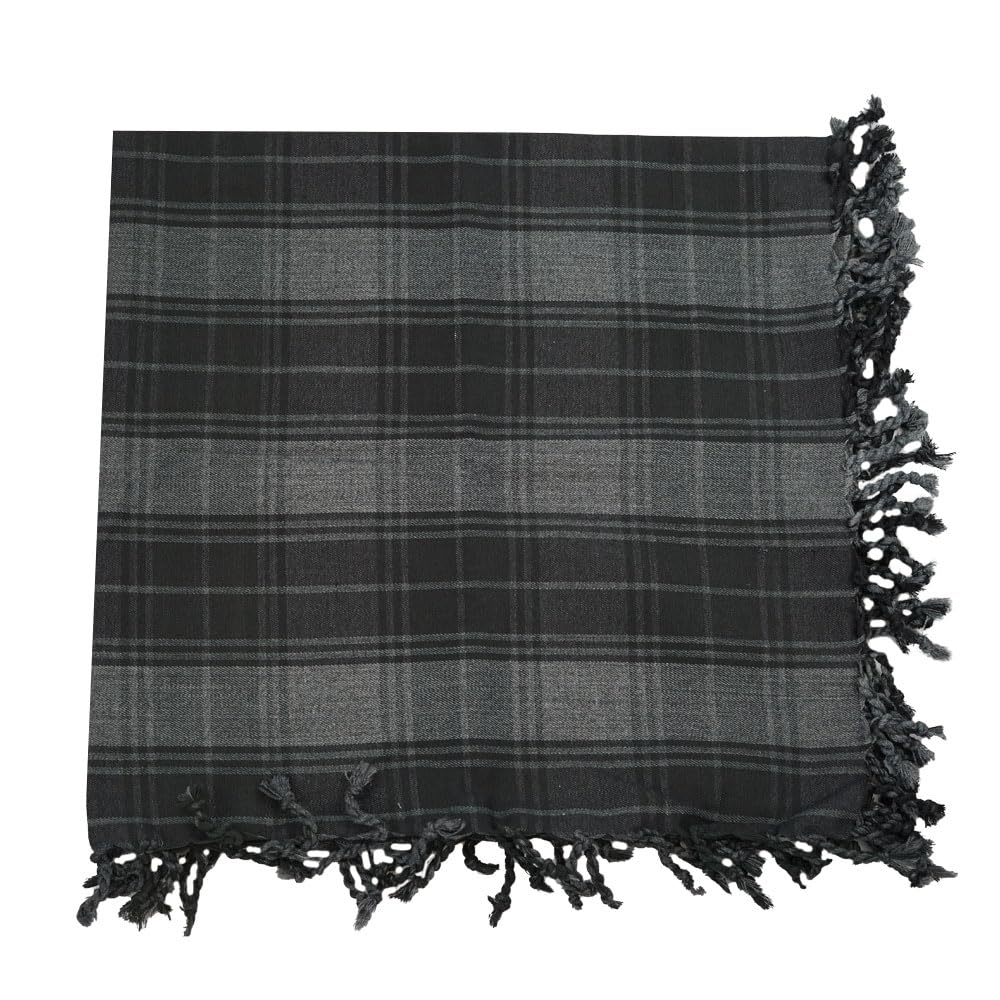 The Scotland Kilt Company Men's Scottish Fly Plaid in Grey Highlander - Tartan Polyviscose Lightweight Durable Shawl with Purled Fringe - 39” x 39”