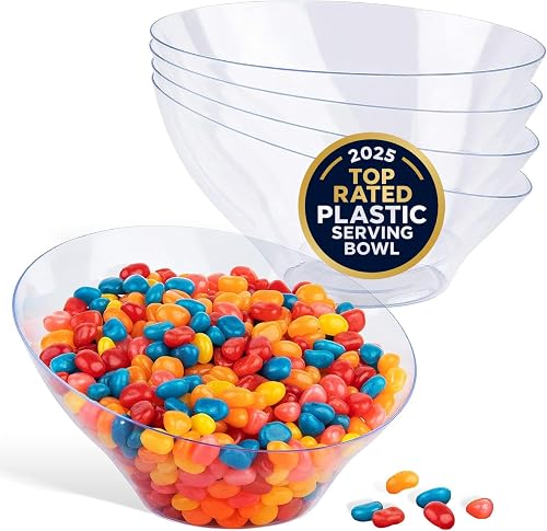 20oz Clear Plastic Serving Bowls (4 Pack) Medium Disposable Candy