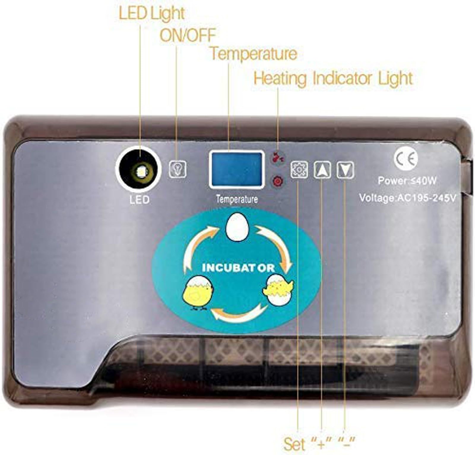 Incubatrice 12 Uova Incubatrice Uova di Tartaruga Allevatrice Rettili Allevatrice Termostatica Tartarughe con Girauova Automatico Coperchio Visibile Display LED Digitale(12 Eggs)